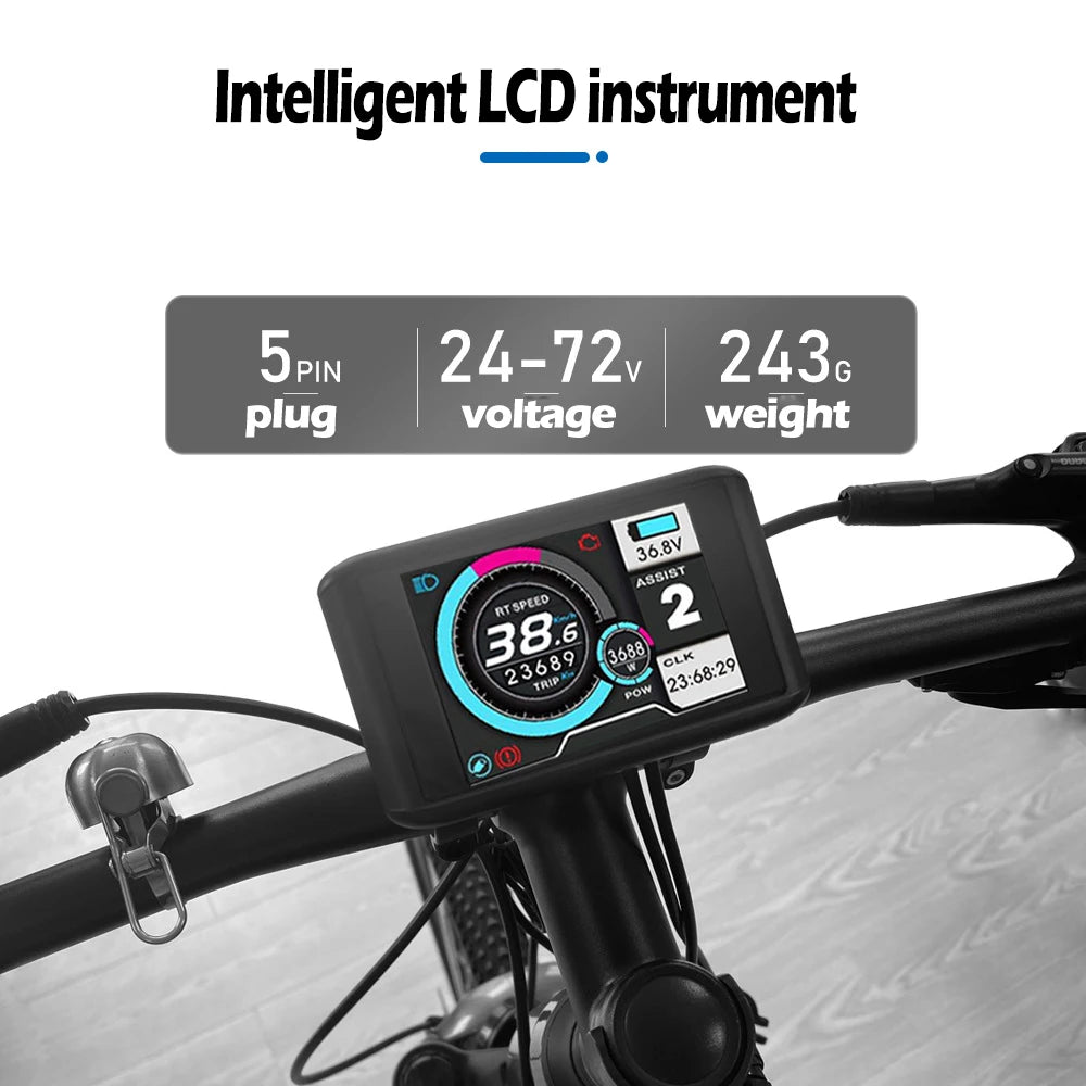 Ebike Sine Wave Display Controller 100A Three-Mode 48V52V60V72V with Learning Function UKC1 LCD Color Display 3000W5000W Motor