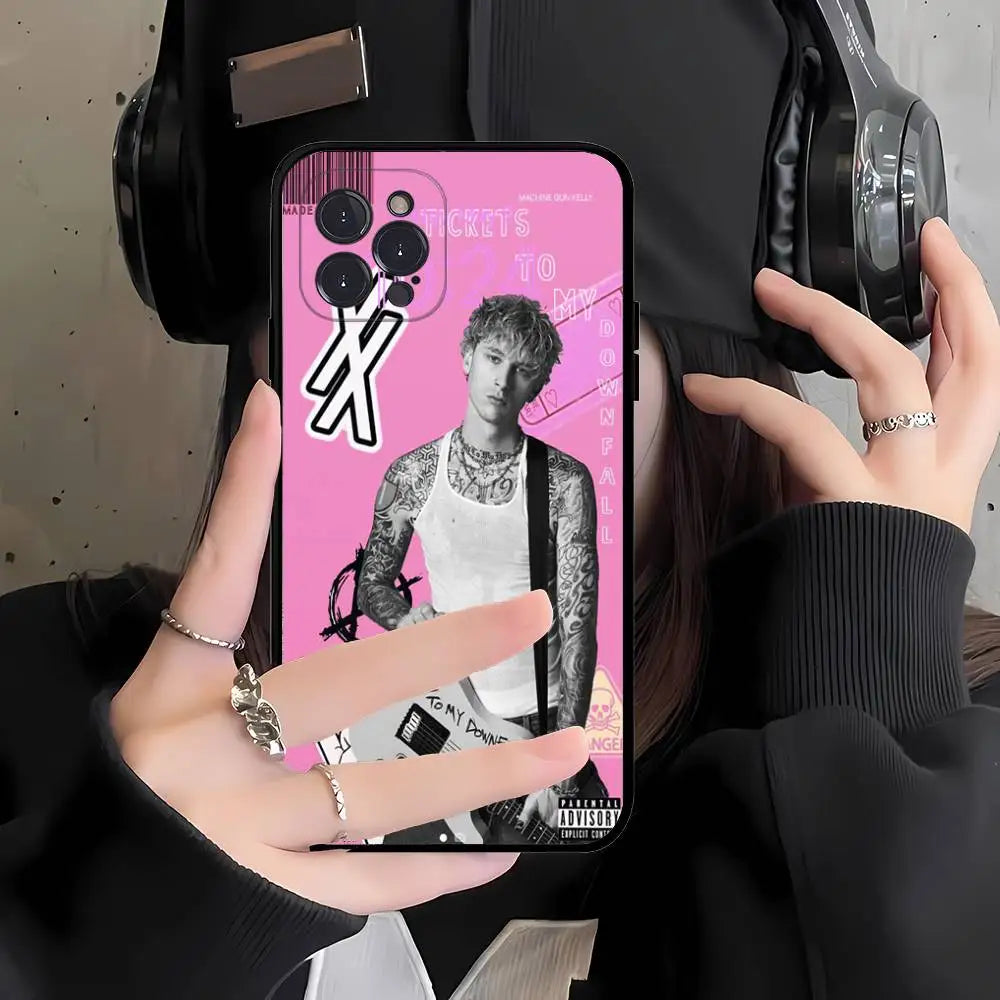 M-Machine Gun K-Kelly MGK Soft Back Phone Cover Case for iPhone 17 16 Pro Max 15 12 11 16e 13 Mini 14 15 Plus