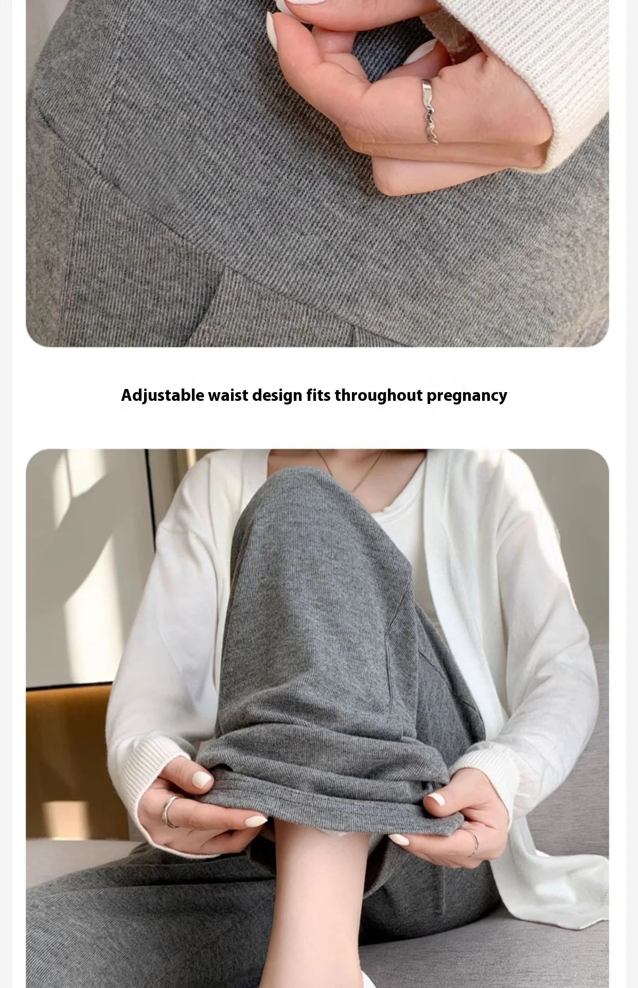 Maternity Pants Spring and Fall Wide-Legged Pants Low-Waisted Glutinous Pants Small Casual Straight Pants Maternity Clothing