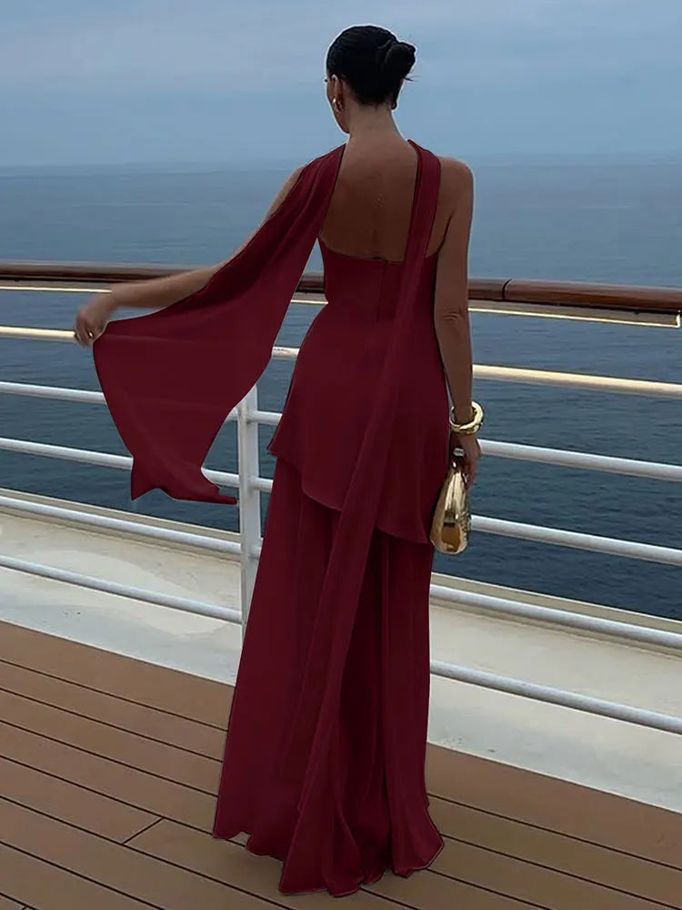 Summer New Women Dresses Streetwear Fashion Ribbon Zippers Split Maxi Dress Solid Sexy Sleeveless Strapless Lady Dress Clothing