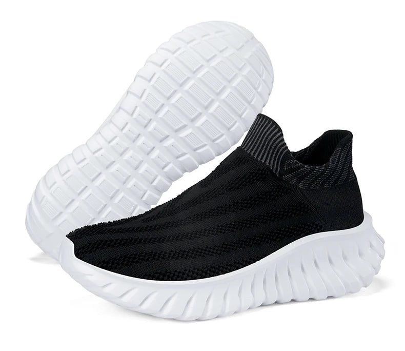 Men's Slip On Casual Sport Shoes Comfortable Knitted Fabric Non-Slip EVA Sole Soft Walking Shoes Women's Sneakers Unsiex Loafers