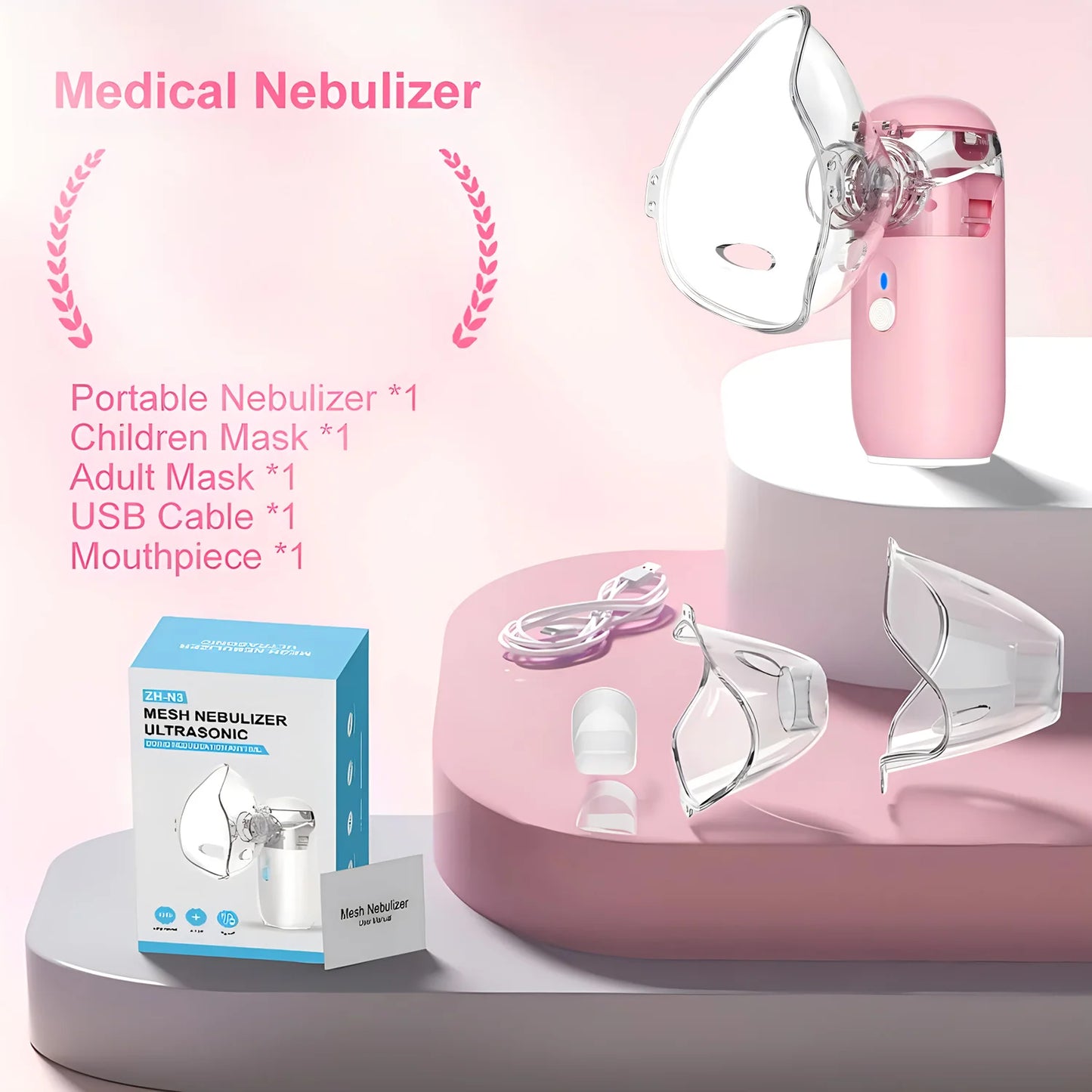 Best Portable Medical Nebulizer For Asthma Inhaler Ultrasonic Spray Handheld Mesh Nebulizer Machine For Adult Kid With USB
