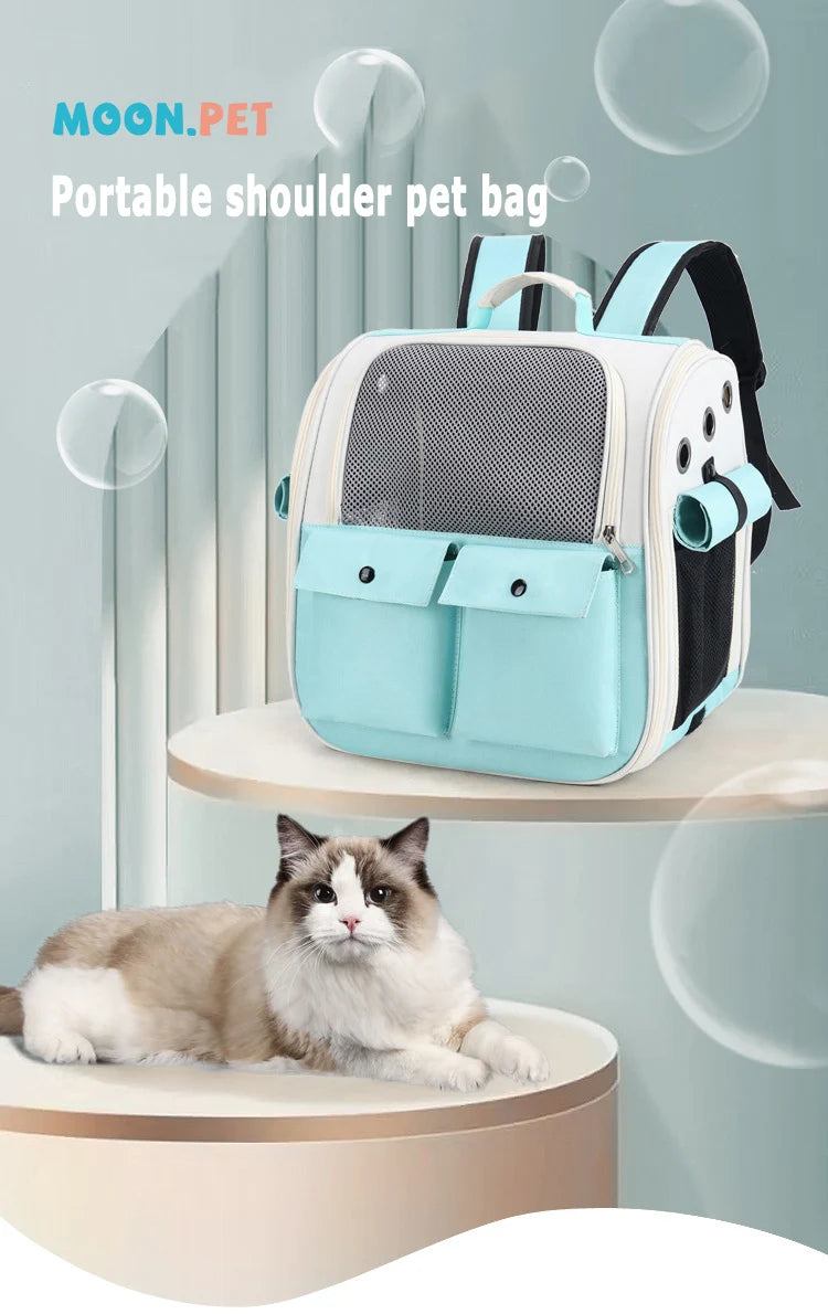 Ventilation Large Capacity Cat Carrier Backpack Adjustable Strap Pet Carrying Bag Foldable Cat Backpack for Outdoor Travel Pet