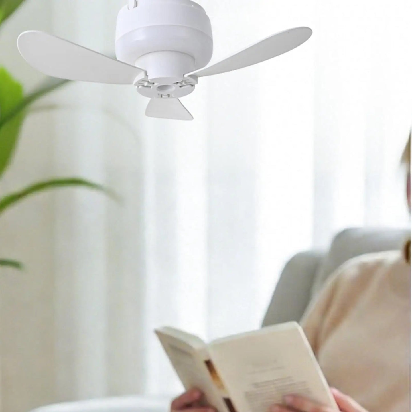 Ceiling Fan With LED Light and Remote Control USB Charging Household Outdoor Camping Tent Student Dormitory Bed Small Fan