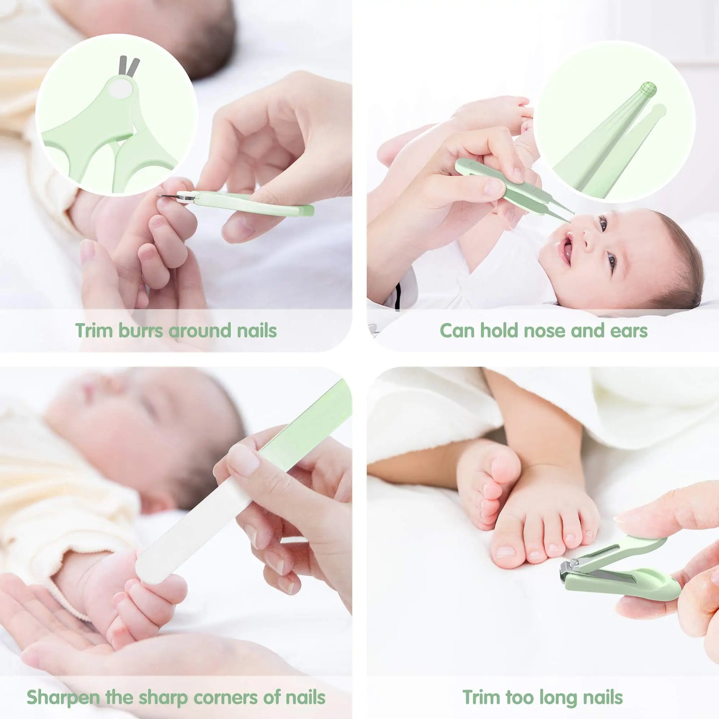 Baby Nail Clippers Set Baby Nail Care with Cute Case Includes Clipper Safety Scissors Tweezers Nail File Rounded Tips for Safety