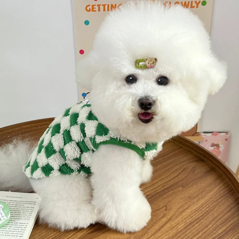 Autumn Winter Dog Warm Vest Fleece Dog Clothes Luxury Plaid Puppy Hoodies Chihuahua Bichon Yorkie Clothing Dog Pullover Pet Coat