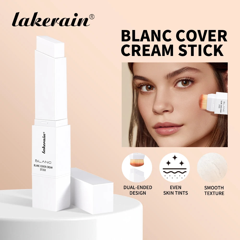 Lakerain Blanc Cover Cream Stick Dual-ended Design Waterproof Foundation Coverage Travel Bronze Creamy Foundation Natural Makeup