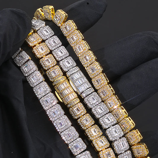 Personalized Fashion Niche Jewelry Hip Hop Cuban Rock Sugar Bracelet Sparkling Zircon 7.5mm Tennis Chain Men's Jewelry