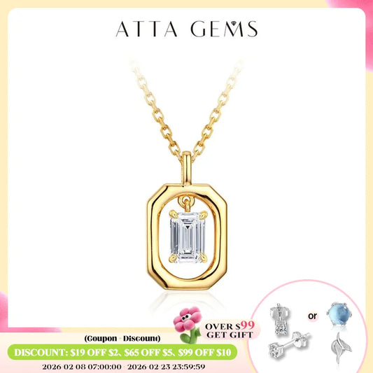ATTAGEMS Top Quality Moissanite Diamond Necklace for Women Solid 10k 14k 18k Yellow Gold Penant Fine Jewelry Gifts Wholesale New