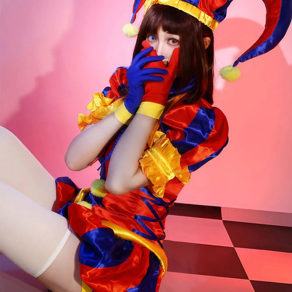Halloween Carnival Party Outfit Pomni Cosplay Costumes Clown Uniform Anime The Amazing Digital Circus Role Play