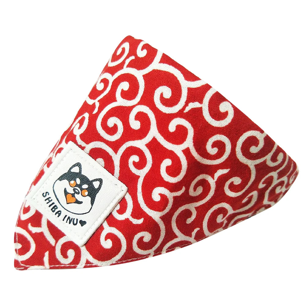 Classical Japanese Pattern Style Popular Shiba Scarf Bandana Roll Grass Cat Collar  Dog Accessories for Small Dogs for Dog