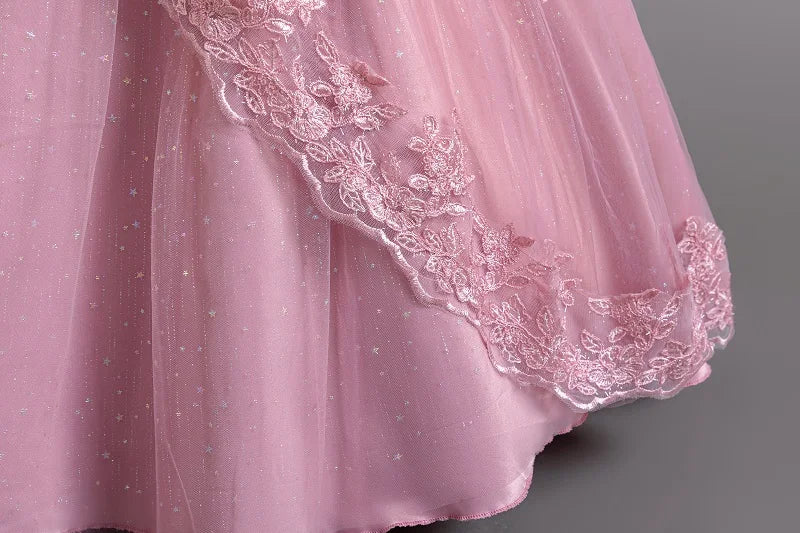 3-12 Year Old Baby Dress Birthday Party Girl Princess Dress Bubble Sleeves Lace Flower Wedding Dress Flower Girl Evening Dress