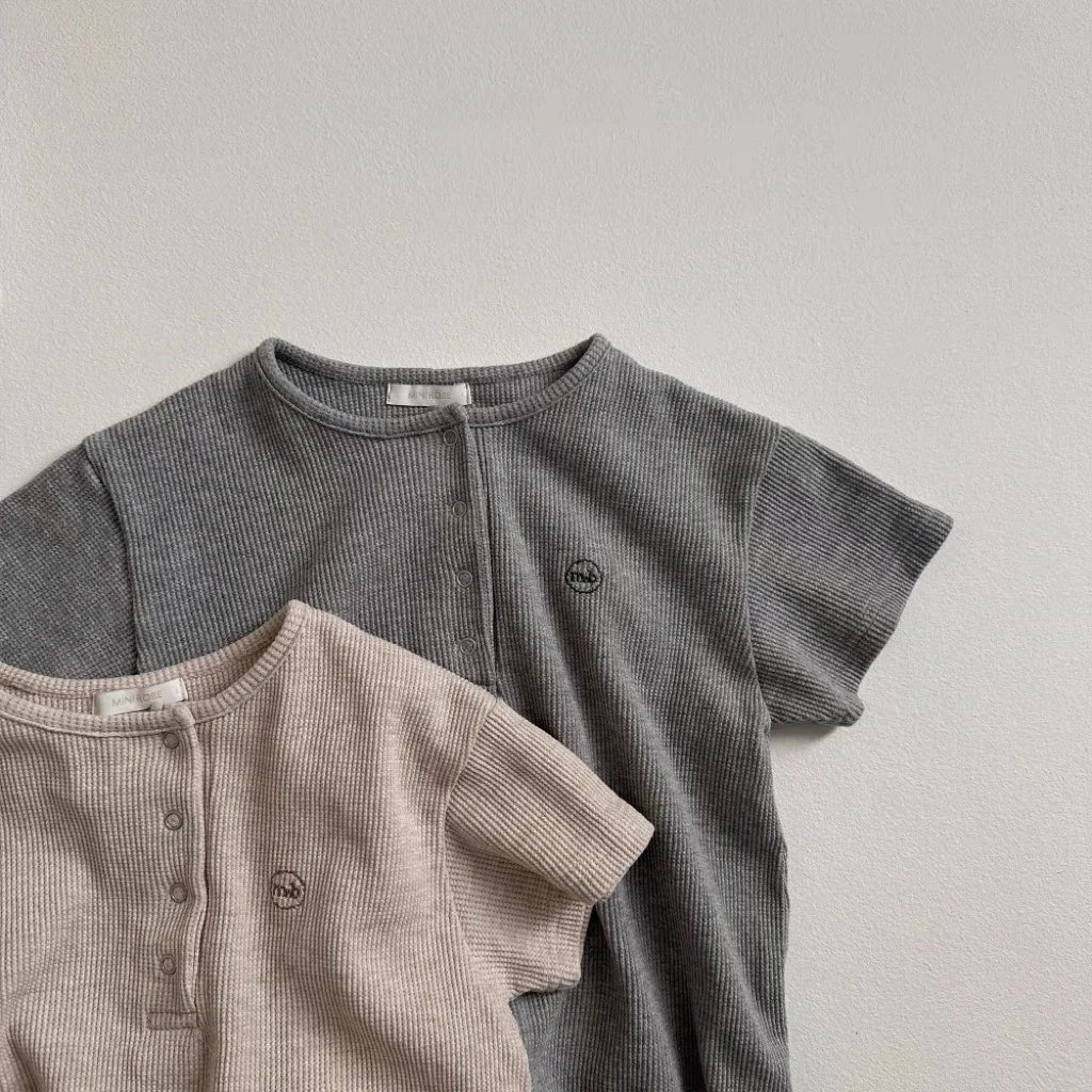 2025 Summer New Baby Short Sleeve Romper Boy Girl Newborn Solid Simple Jumpsuit Cotton Infant Toddler Casual Clothes 0-24M