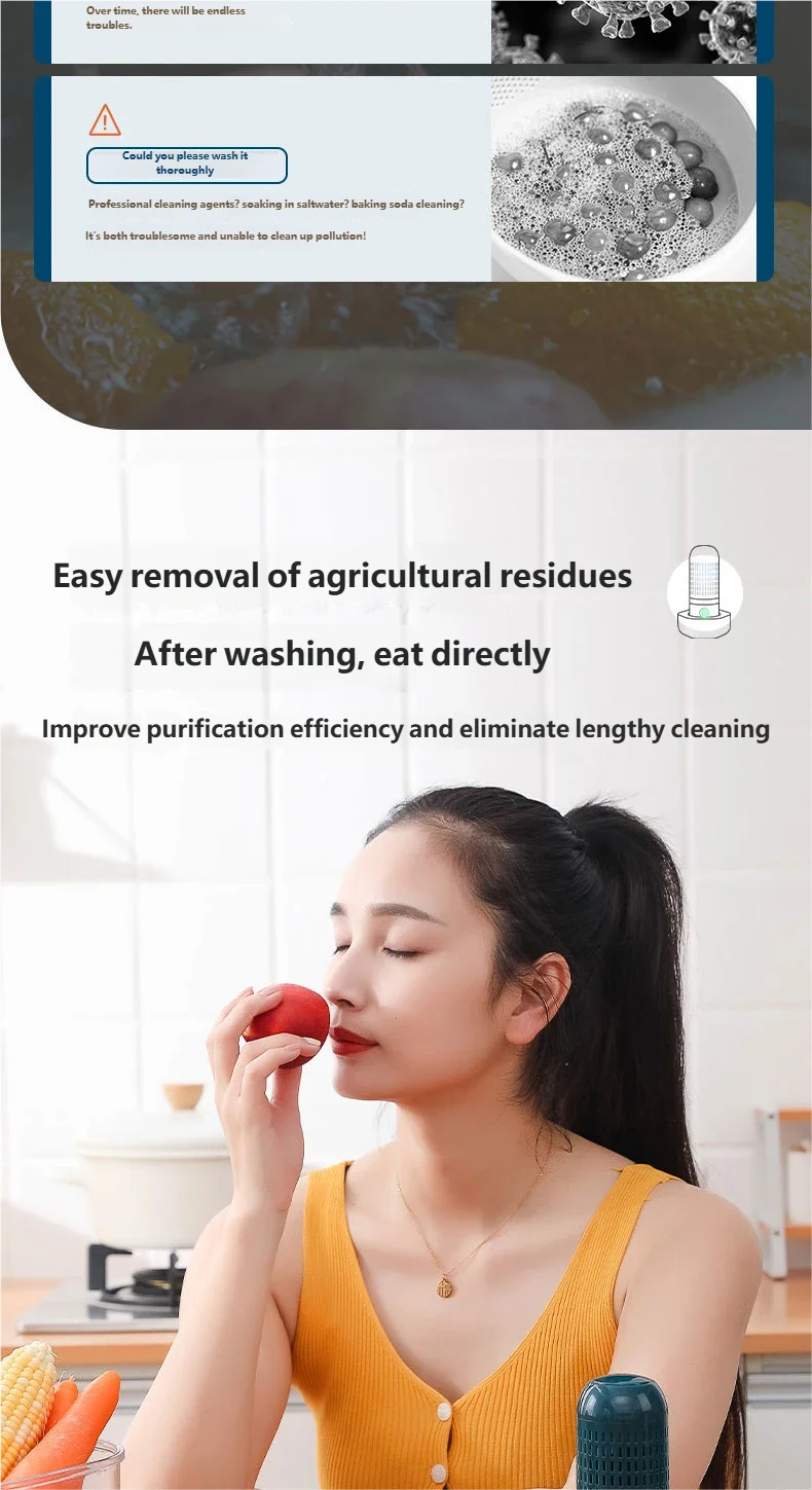 HOMEFISH Multifunctional 3000mAh Fruit And Vegetable Cleaning Machine - Portable Device for Cleaning Fruits And Veggies