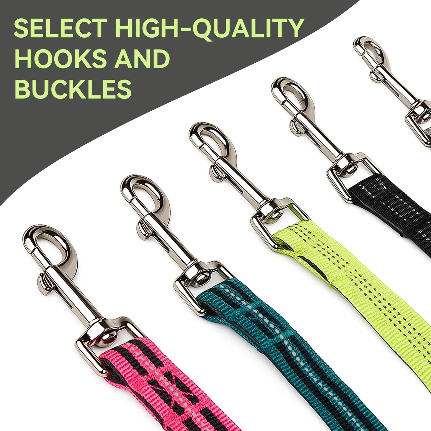 Crossbody Dog Leash Versatile Crossbody Waist Leash with 3 Rings Puppy Walking Leash Reflective Nylon Multifunctional Pet Rope