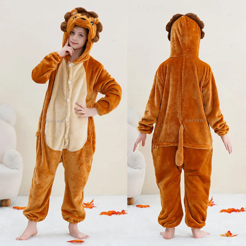 Kids Animal Capybara Kigurumi Costume Cosplay Cartoon Jumpsuit for Children Halloween Christmas Girls Boys Hooded Pajamas Onesie
