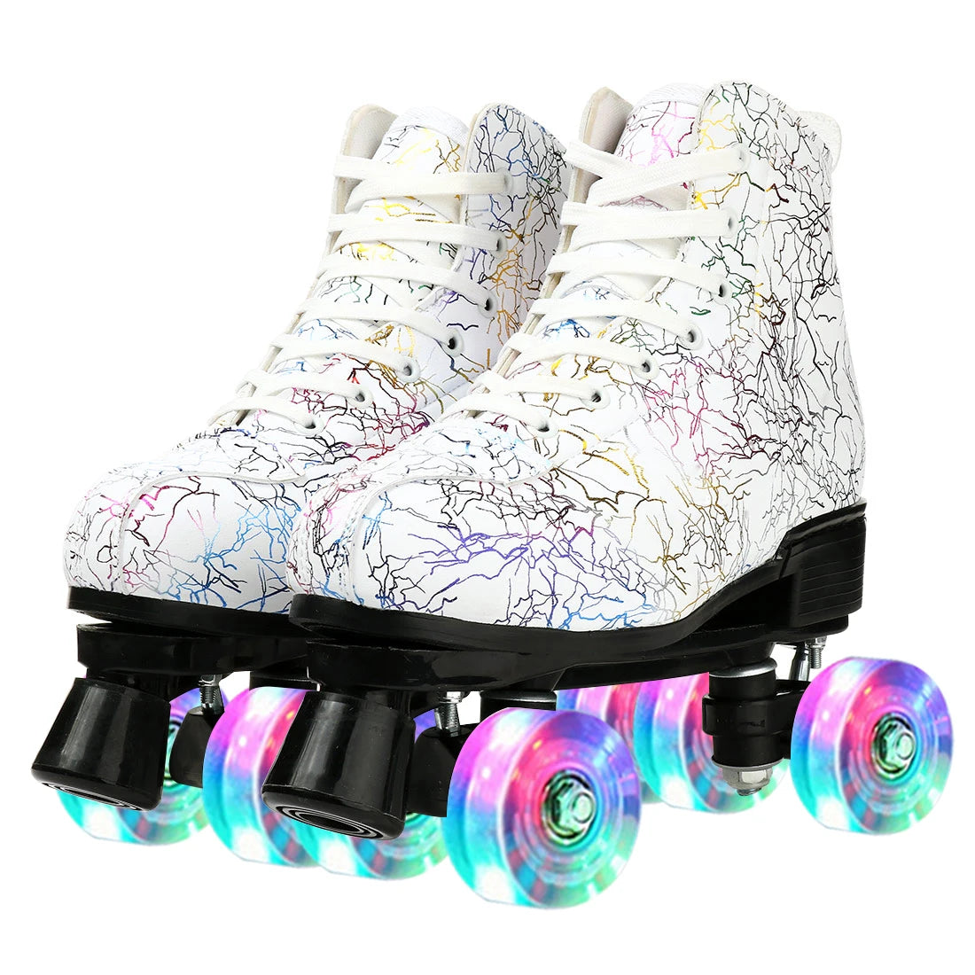 Flashing Quad Roller Skates Adult Flashing 4 Wheels Skates For Women Men Outdoor Sports Ice Skating Rink Quad Sneakers