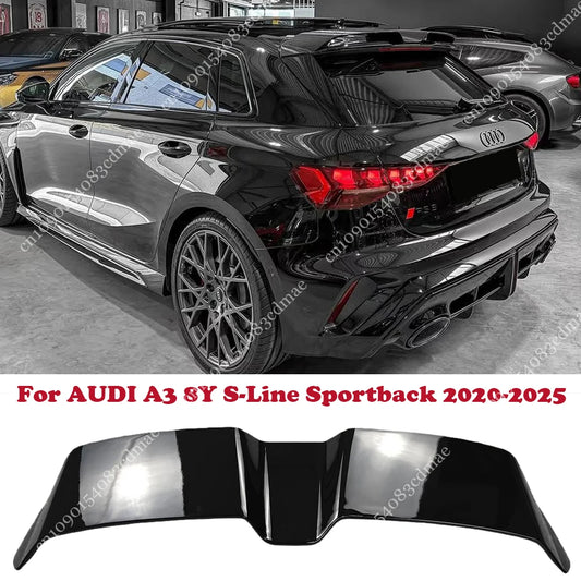 For AUDI A3 S3 RS3 8Y S-Line Sportback 2020-2025 Car Rear Spoiler Roof Wing Splitter Upgrade To RS Body Kit Trim Glossy Black