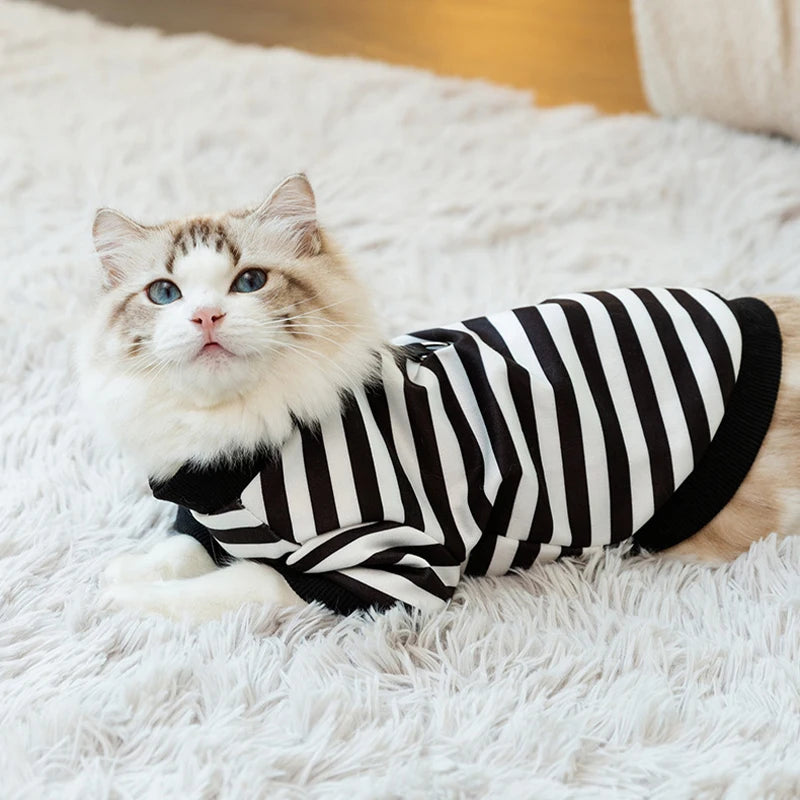 Dog Hoodies Striped Warm Winter Dog Clothes Pet Dog Coat with D-Ring Chihuahua French Bulldog Dog Accessories Puppy Dog Costume