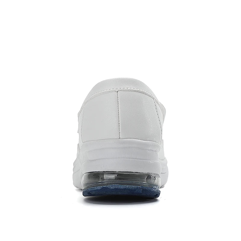 Professional White Leather Hospital Work Shoes Four Seasons Comfortable Breathable Nurse Shoes Women's Thick Base Single Shoes