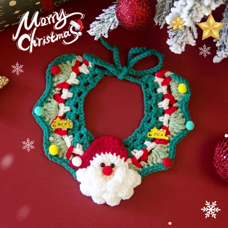 New Year Cat Collar Pet Cat Dog Scarfs Crocheted Kitten Puppy Collar Spring Festival Cat Cosplay Costume Pet Accessiories