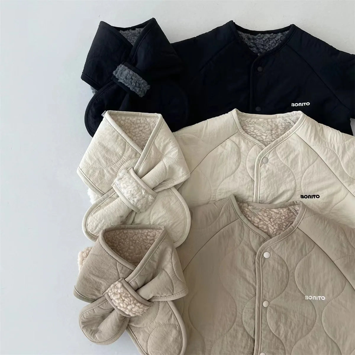 2025 Winter New Baby Plus Velvet Thick Warm Romper + Scarf Newborn Infant Boy Girl Long Sleeve Lamb Fleece Warm Jumpsuit 0-24M