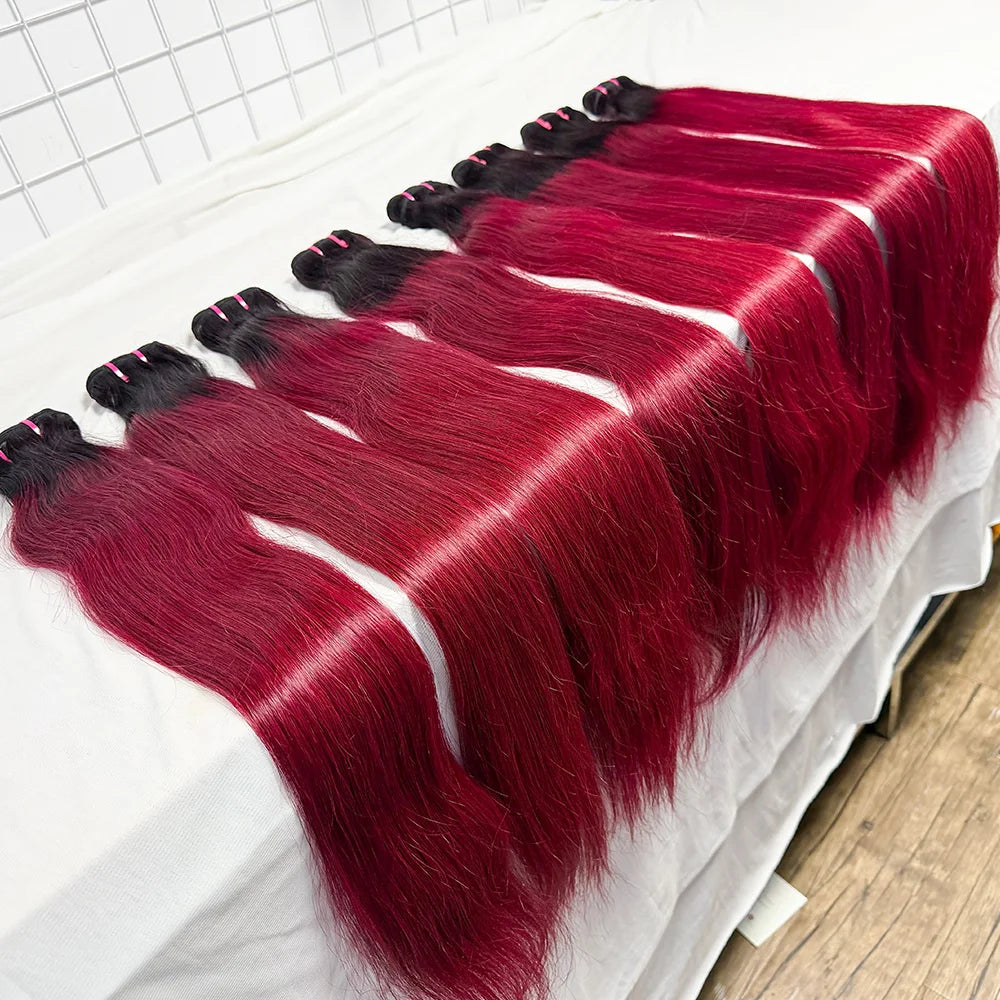 8-30 Inch T1B/99J Straight Human Hair Weaving Bundles 100g/Bundle High Quality Hair Extensions for Black Women