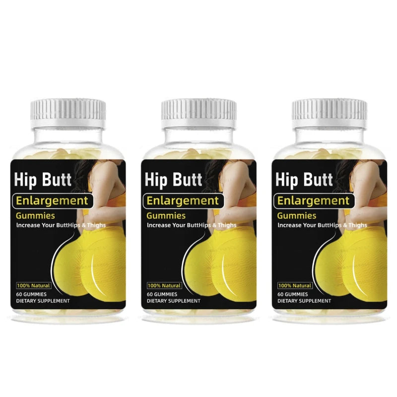 Hip Butt Enlargement Gummies for Buttocks Hips and Thighs Adults Glute Curve Support Gummies for Women Peach Flavor 60 Count