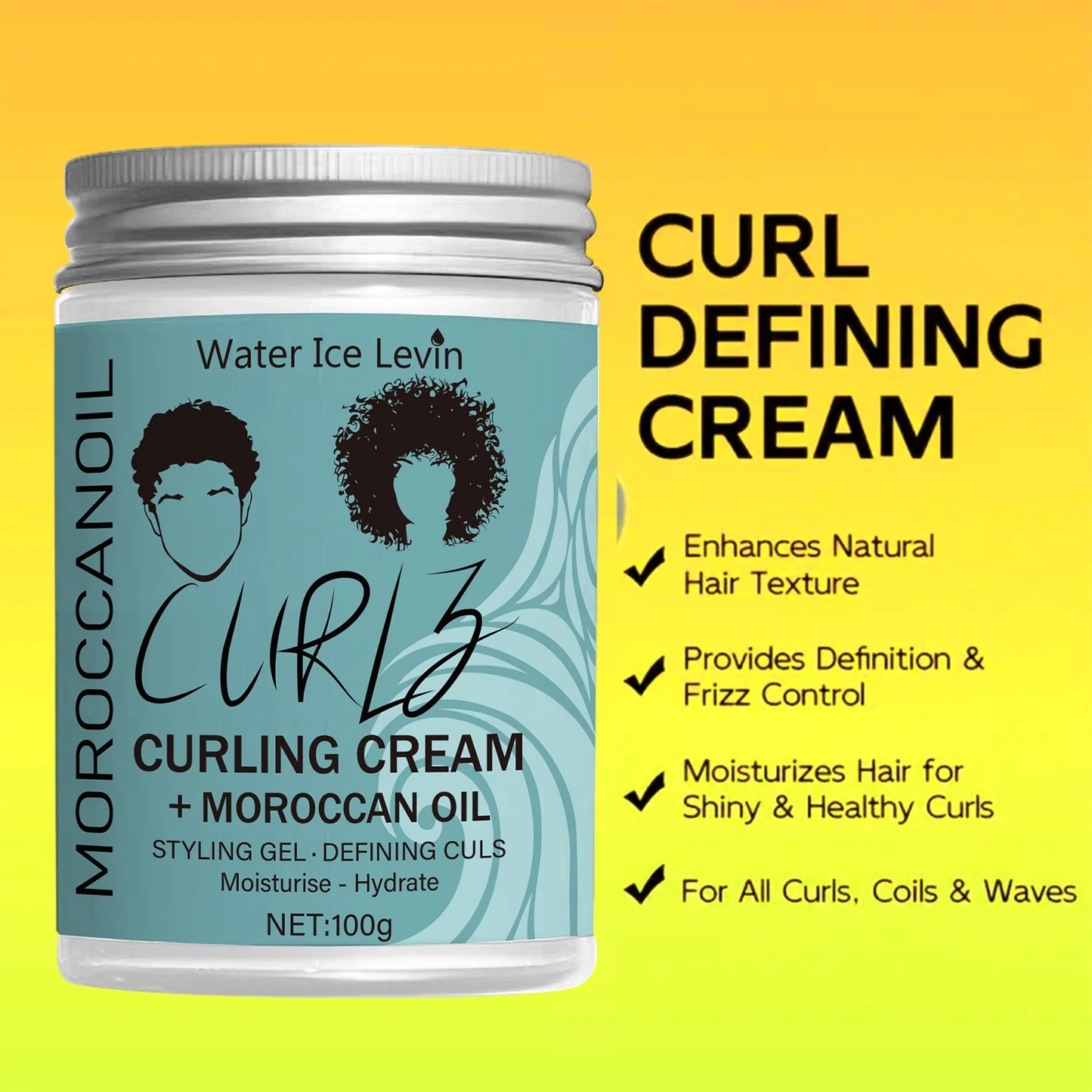 Coconut Oil Curling Cream - Hydrating Curl Definition, Softness & Shine, Frizz Control, Winter Hair Care, All Hair Types
