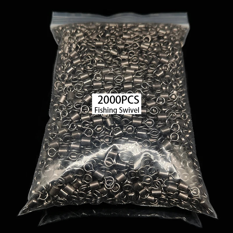 2000pcs Copper Fishing Swivel Bearing Rolling Swivel Connector Black White Lure Link Fishing Tackle Supplies Accessories Pesca