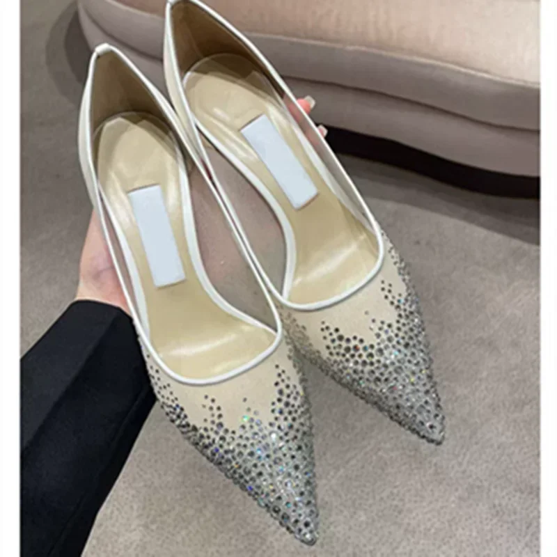 2026 European and American Women's New Mesh Pointed High Heels Shallow Mouth Sexy Fashion Shoes