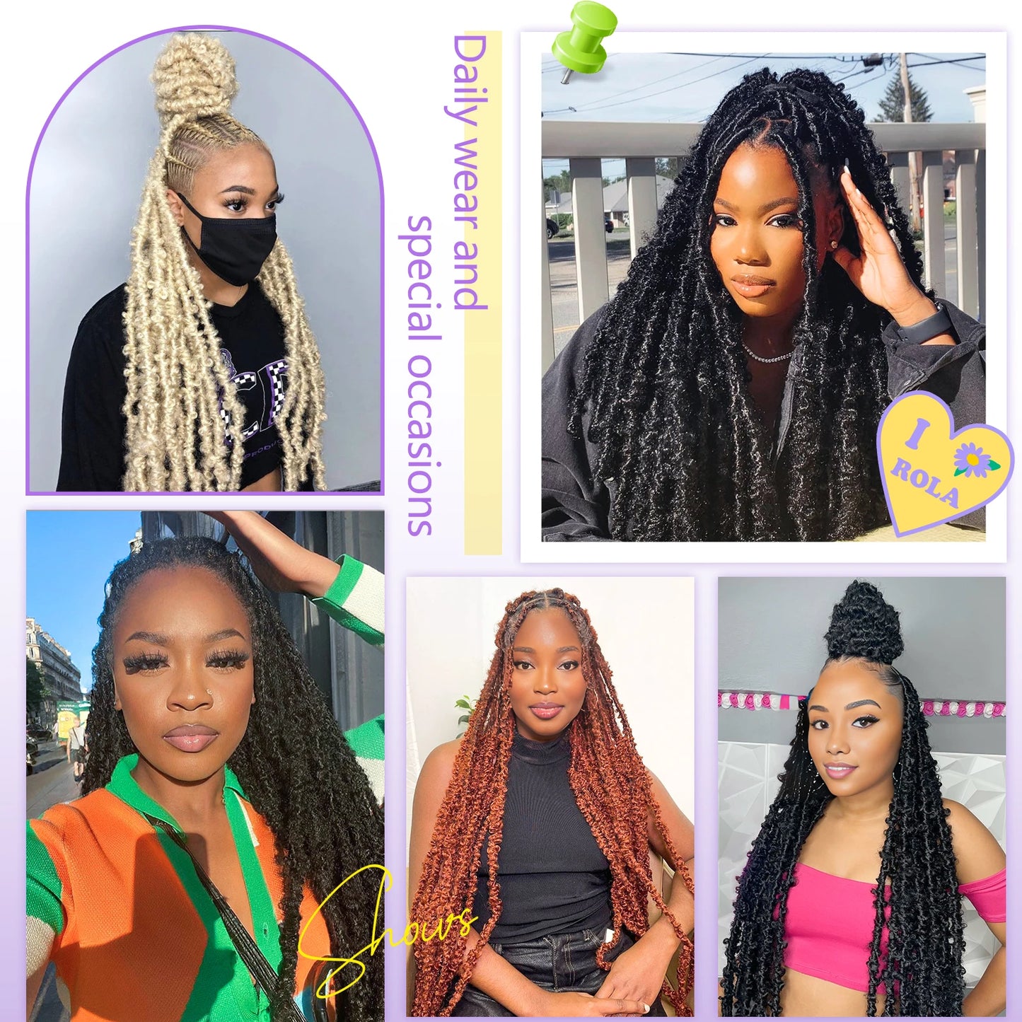 Butterfly Locs Crochet Hair 12-36 Inch Fairy Butterfly Locs Pre Looped Synthetic Distressed Faux Locs 9 Strands /Pack