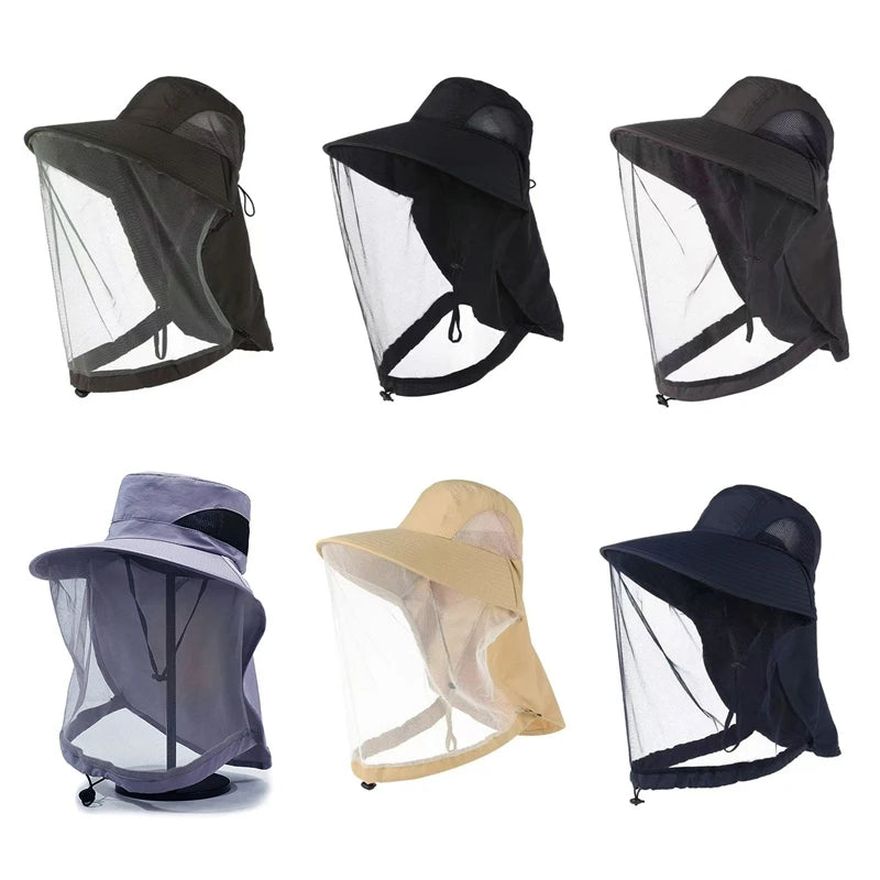 Anti-UV Sports Hat Fishing Insect Protective Cap Breathable Full-Mesh Head Net Hat Camping Hiking Hat Adjustable Unisex Hat