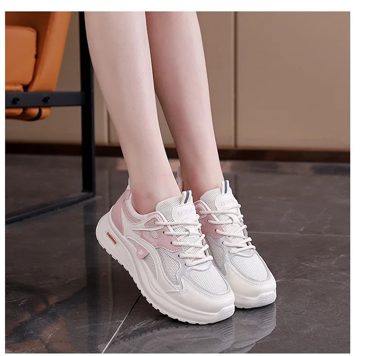 Spring and Autumn New Women's Mesh Breathable Casual Shoes Lightweight Soft Soled Sneakers Thick Soled Non Slip Walking Shoes