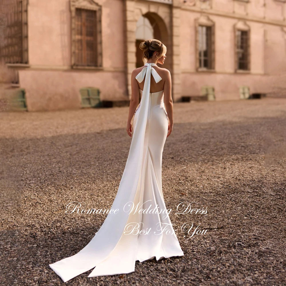 Modern Criss-Cross Halter Pleat Mermaid Wedding Dress Women 2026 Sleeveless Open Back Bridal Gown Vestidos De Novia Customized