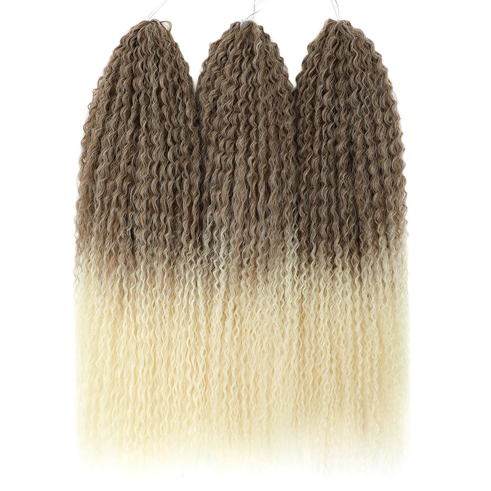 3-7Pcs Synthetic Brazilian Crochet Braids Hair for Women 20-28" Ombre White African Curls Kinky Curly Braiding Hair Extensions