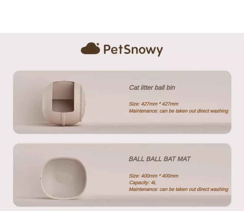 PetSnowy Cat Toilet Complete Set of Accessories Toilet Box/mat/Filter Mesh/Rubber Strip/Charger/Cat Litter Ball Compartment