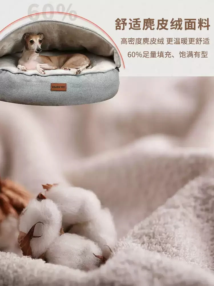 Sponge Velvet Insulated Dog Bed  Washable Winter Pet Mattress  Windproof Enclosed Cat Sleeping Bag  Shaped Pet Tent