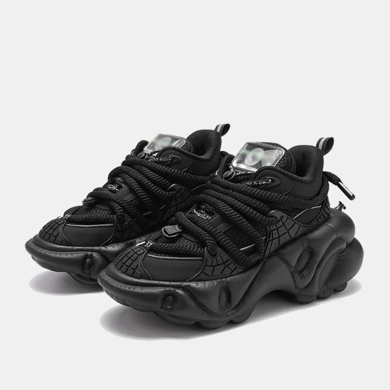 Super Soft Thick Sole Women/men Sport Shoes Lace Up Breathable Mesh Sneaker Casual Black/green Dad Shoes Platform Fashion Shoes
