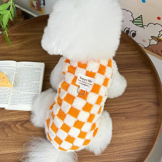 Autumn Winter Dog Warm Vest Fleece Dog Clothes Luxury Plaid Puppy Hoodies Chihuahua Bichon Yorkie Clothing Dog Pullover Pet Coat