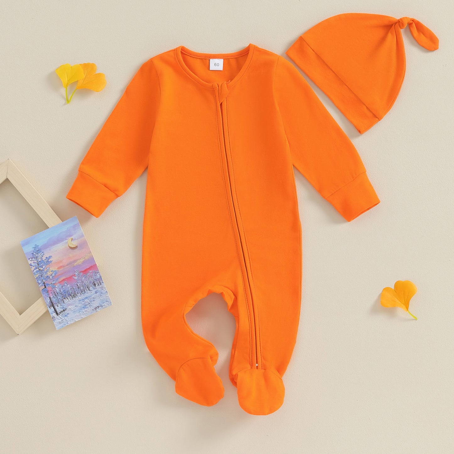 ma&baby 0-6M Newborn Infant Baby Boy Girl Jumpsuit Soft Long Sleeve Zipper Romper + Hat  Fall Spring Baby Outfits Clothing