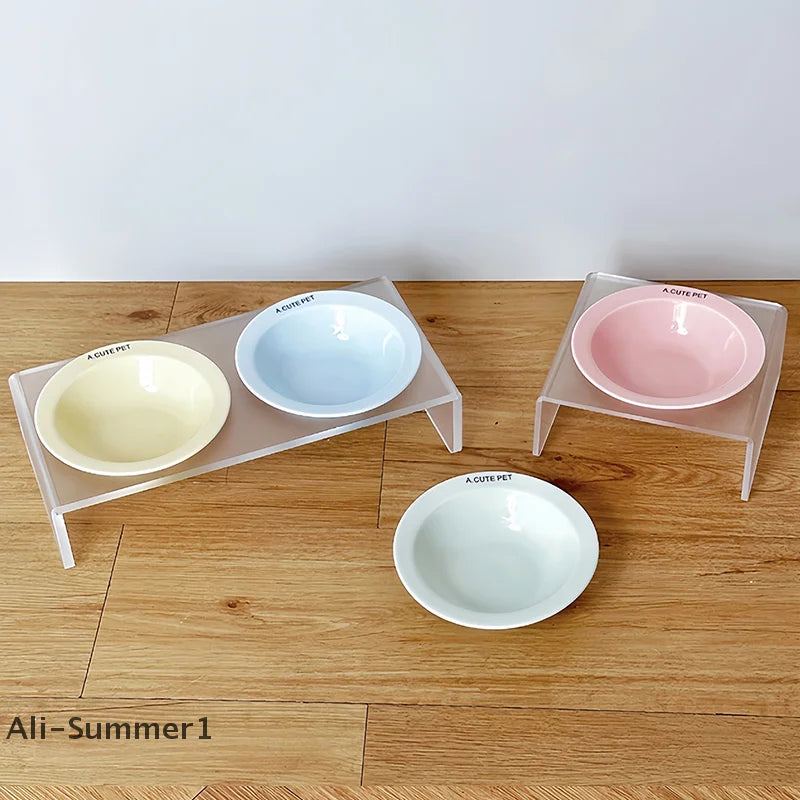 【E】Ceramic Pet Cat Bowl Pet Drinking Water Feeding Bowl Ceramics Cat Food Dog Food Utensils Cat Dog Pet Supplies Accessories