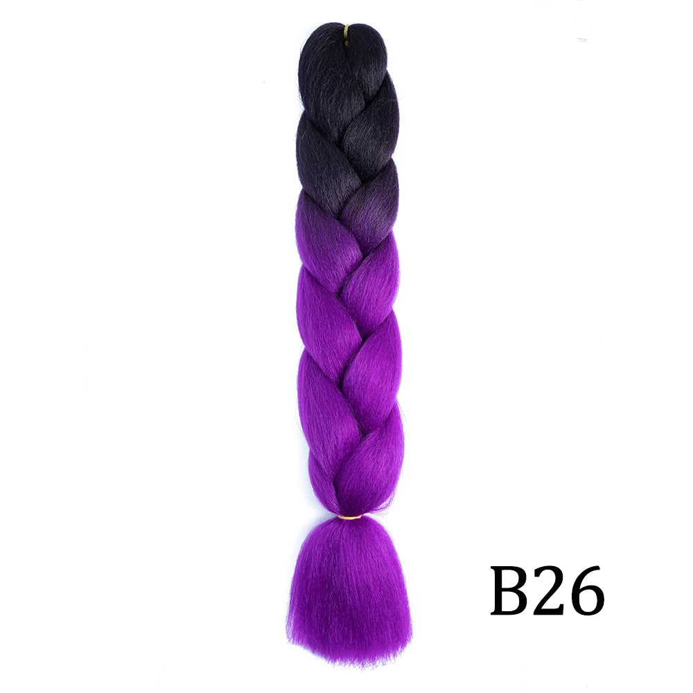 Synthetic 24Inch Long Jumbo Braids Extensions Yaki Straight Braiding Hair Afro Ombre Color Hair for Women