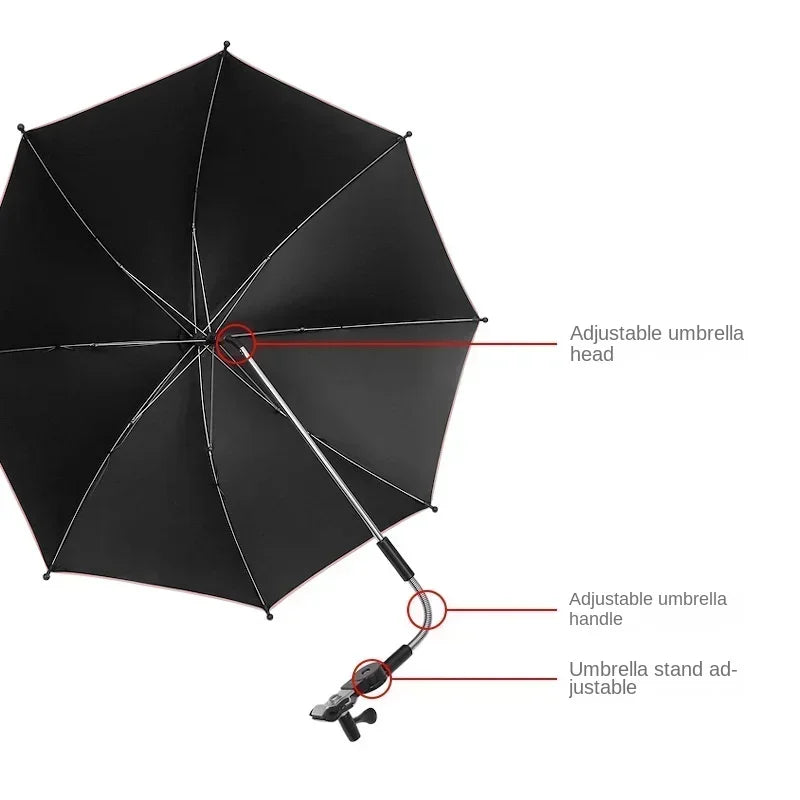 UV Protection Baby Stroller Umbrella With Clamp Universal Sunscree Rainproof Stroller Covers Umbrella Baby Stroller Accessories