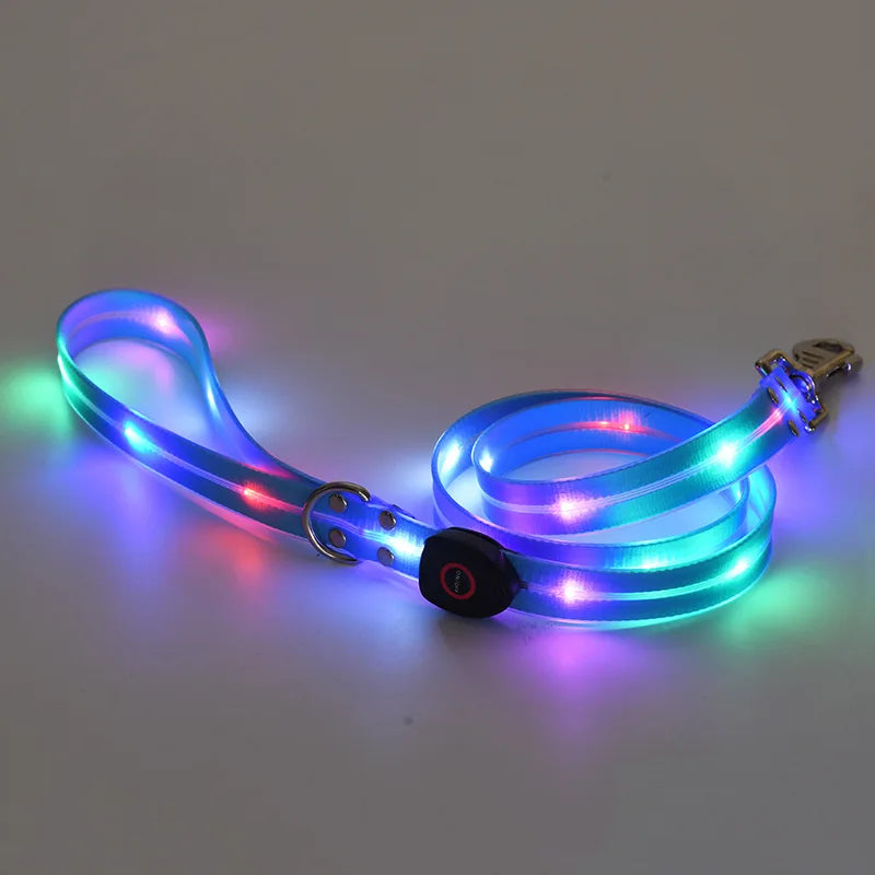 Pet Light-up Collar Leash LED Flashing Collar USB Charging Dog Walking Pulling Belt Adjustable Dog Collar Anti-Lost Pet Supplies