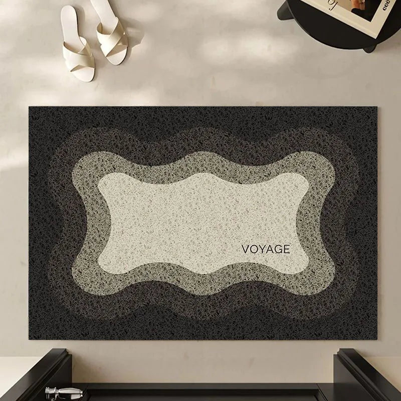 Wave Point Non-slip PVC Retro Entrance Doormat Floor Mats Silk Loop for Entryway Porch Hallway Home Decor Dust Removal Carpet