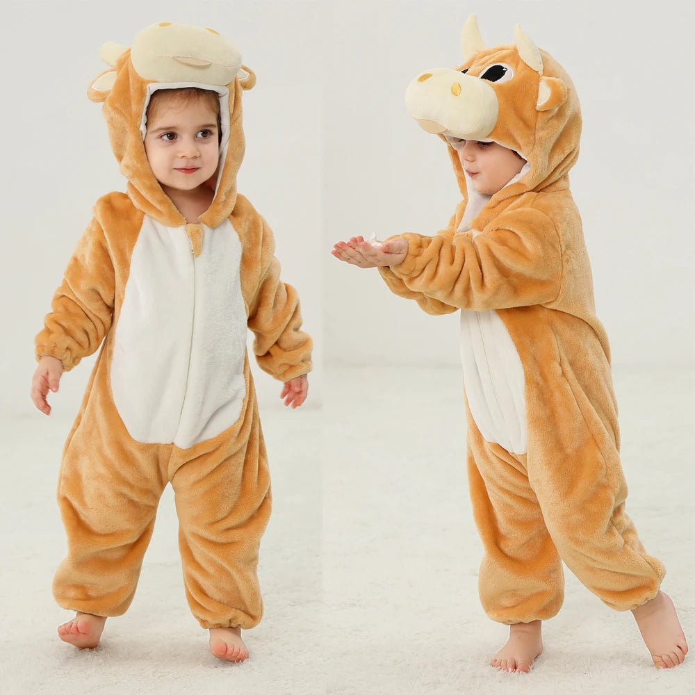 Autumn Winter Cartoon Style Winter Long Sleeve Baby Boys Girls Rompers Toddler Kids Playsuit Jumpsuits Baby Clothes Child Onesie