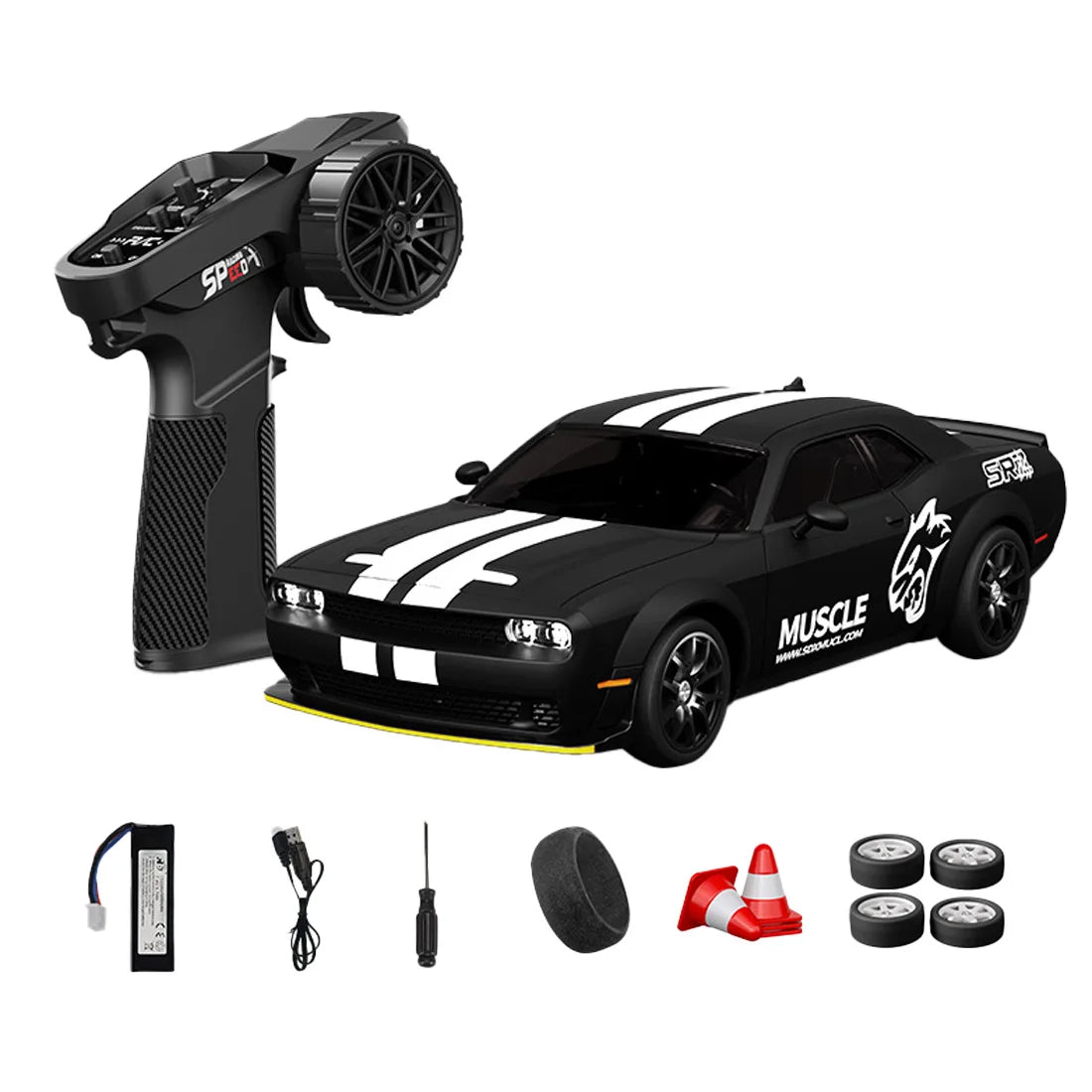 D24 1:24 RC Drift Car 4WD Proportional High Speed Racing Vehicle with ESP Gyro Underglow LED Dual Tires Remote Control Sport Car