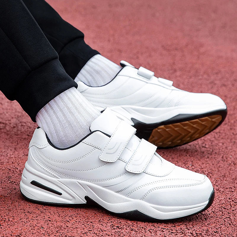 Large Size 48 White Casual Sneakers Men Comfy Leather Lightweight Men's Sports Shoes Outdoor Non-slip Walking Shoes Man Trainers