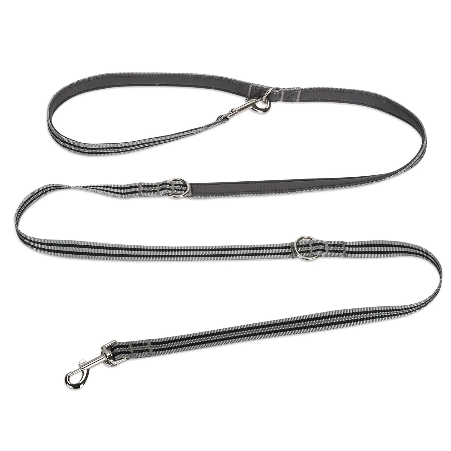 Crossbody Dog Leash Versatile Crossbody Waist Leash with 3 Rings Puppy Walking Leash Reflective Nylon Multifunctional Pet Rope